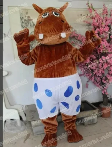 

New Adult Halloween Christmas Lovely Brown hippo Mascotte Fancy Dress Cartoon Mascot Costume Plush Fancy Dress Mascot Costume