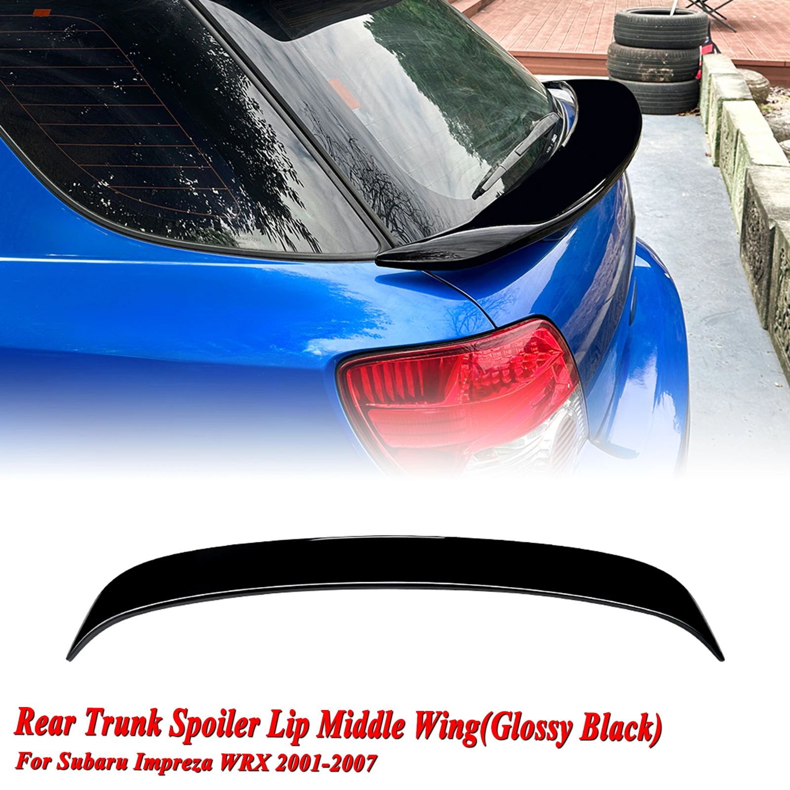 For Subaru Impreza WRX Touring 2001-2007 Car Rear Middle Spoiler Lip Tail Center Wing Lip Trunk Mid Spoiler Upper Splitter Trim