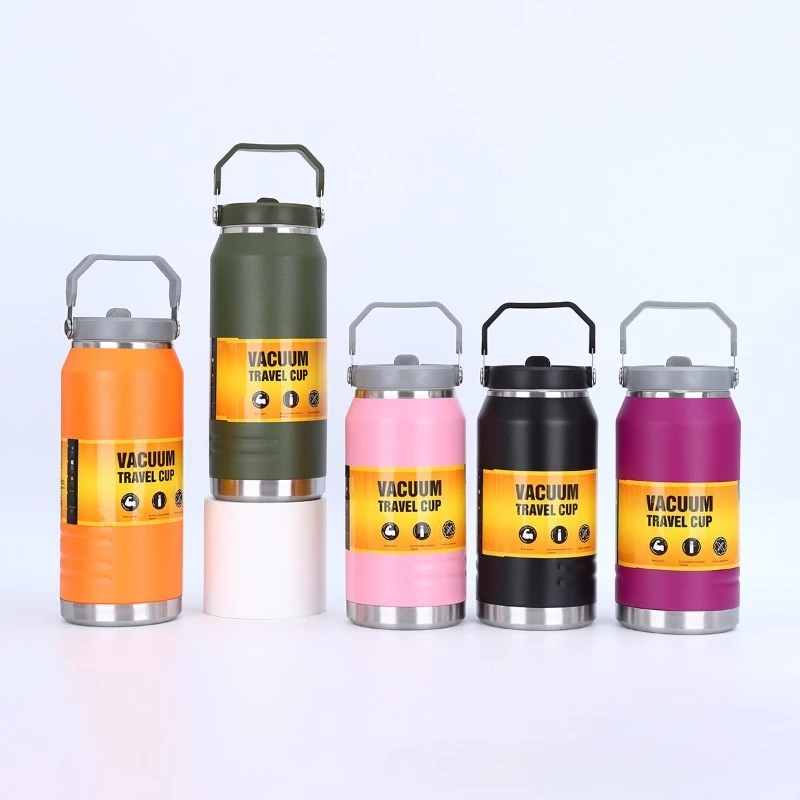 

Портативный термос 1200/1600 мл, спортивная термос, бутылка для холодной и горячей воды с соломой, термокружка из нержавеющей стали, кофейная чашка