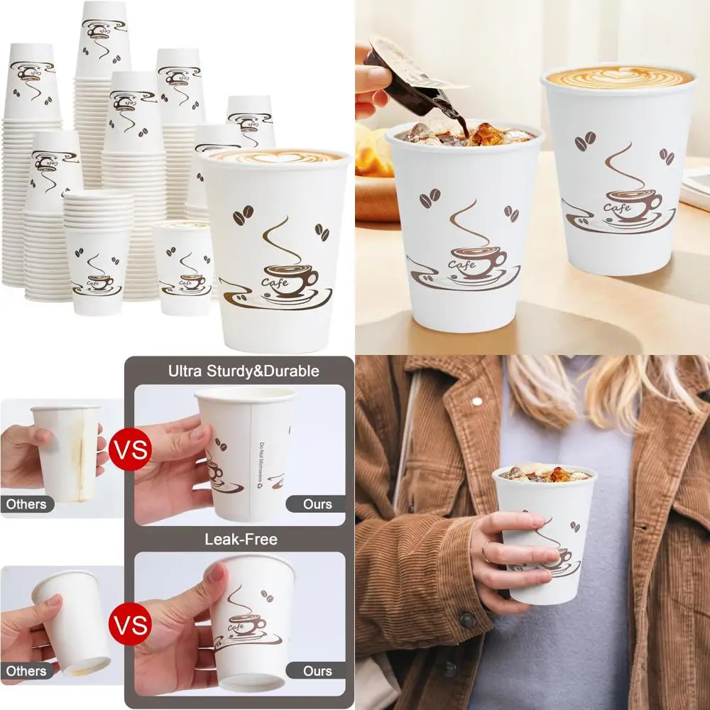 

Disposable Paper Cups 12 oz - Leak-Free Cups for Hot/Cold Beverages, Ideal for Parties and Catering