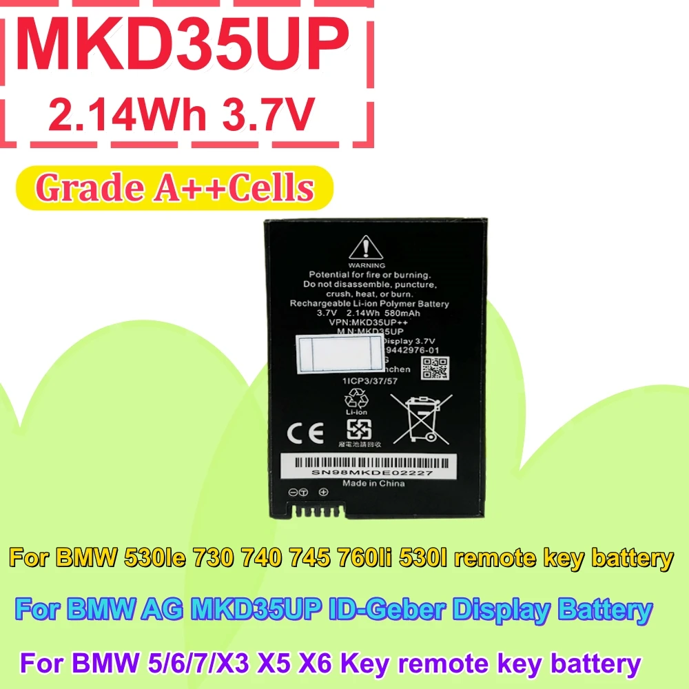 NEW Rechargeable MKD35UP Battery For BMW 5 6 7 Series GT X3 X4 X5 X6 730 740 745 530 Display Remote Control Car Key Battery