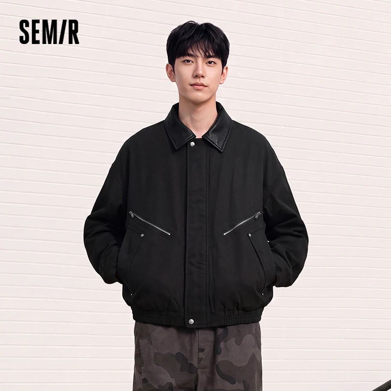 Semir Men Padded Jacket Modern Style Workwear Washed Finish Oversized Fit Turn Down Collar 2026 New Winter Daily Wear