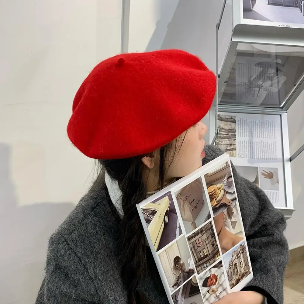Cappello berretto retrò in lana autunno inverno donna britannica Hepburn elegante artista pittore cappelli berretti di zucca di lana calda spessa