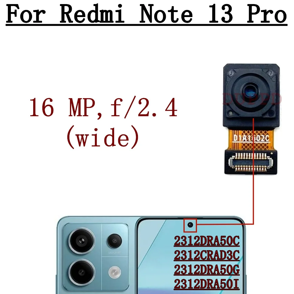 Rear Camera For Xiaomi Redmi Note 13 Pro 13pro 5G Front Selfie Facing Back Main Macro Camera Module Flex Cable Parts