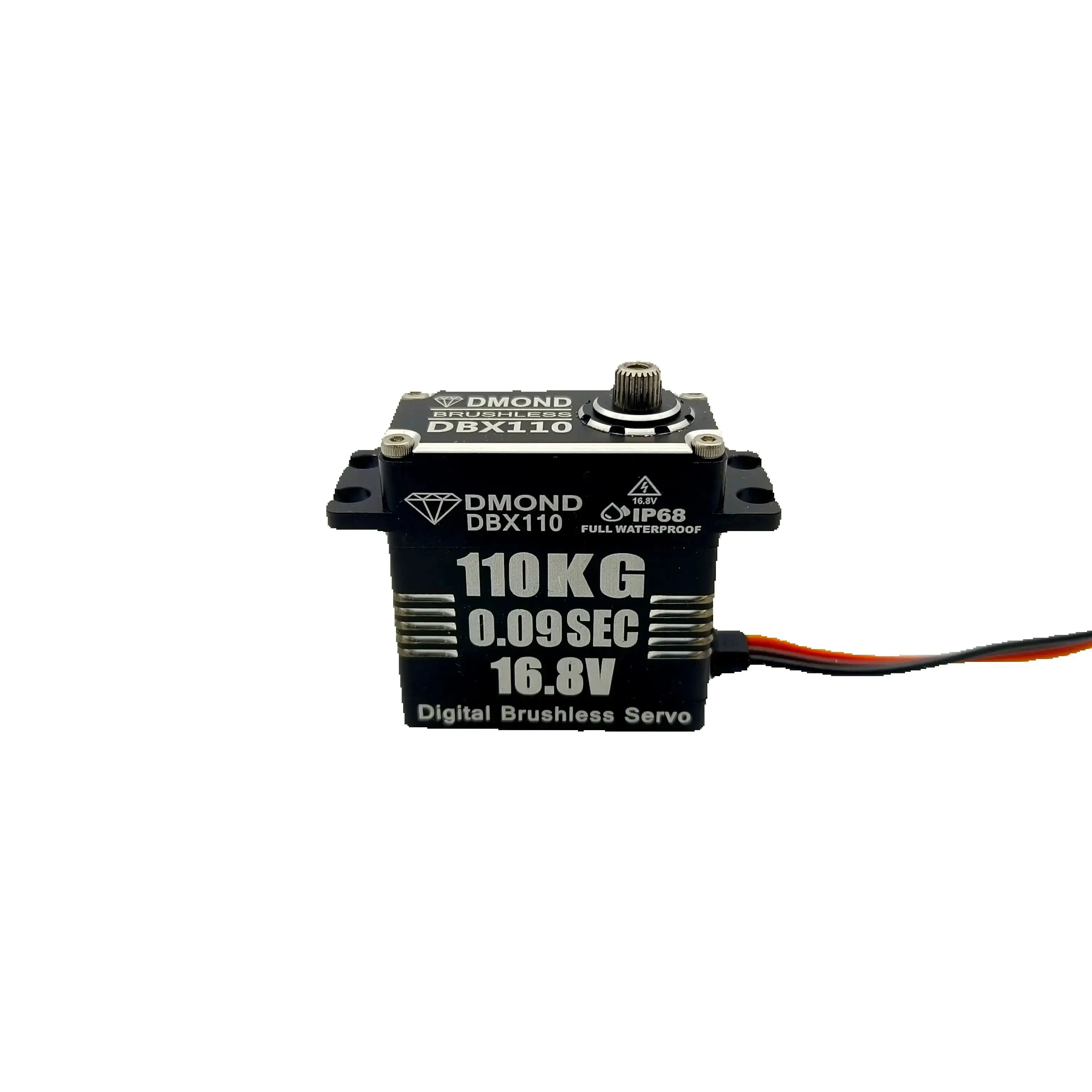 

DMOND DBX110 110KG 0.09sec 16.8V Brushless direct power IP68 Waterproof servo stainless gear 1/10 1/8 car Customized product