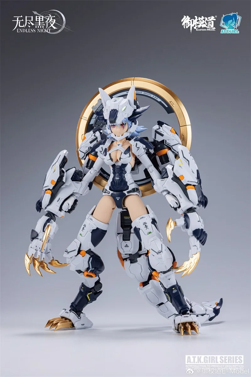 E-Model FENRIR ATK GIRL SERIES White Werewolf Anime Full Suit Girl 1/12 Scale Full Articulation Plastic Model Kit Toys