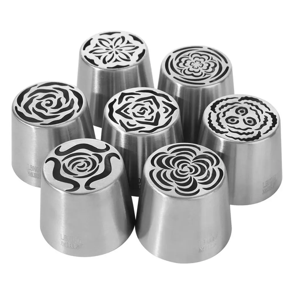 Large Size Flower Squeeze Mouth Creative Stainless Steel Cream Nozzles Multi Style Silver Cream Piping Tips Kitchen Baking Tool