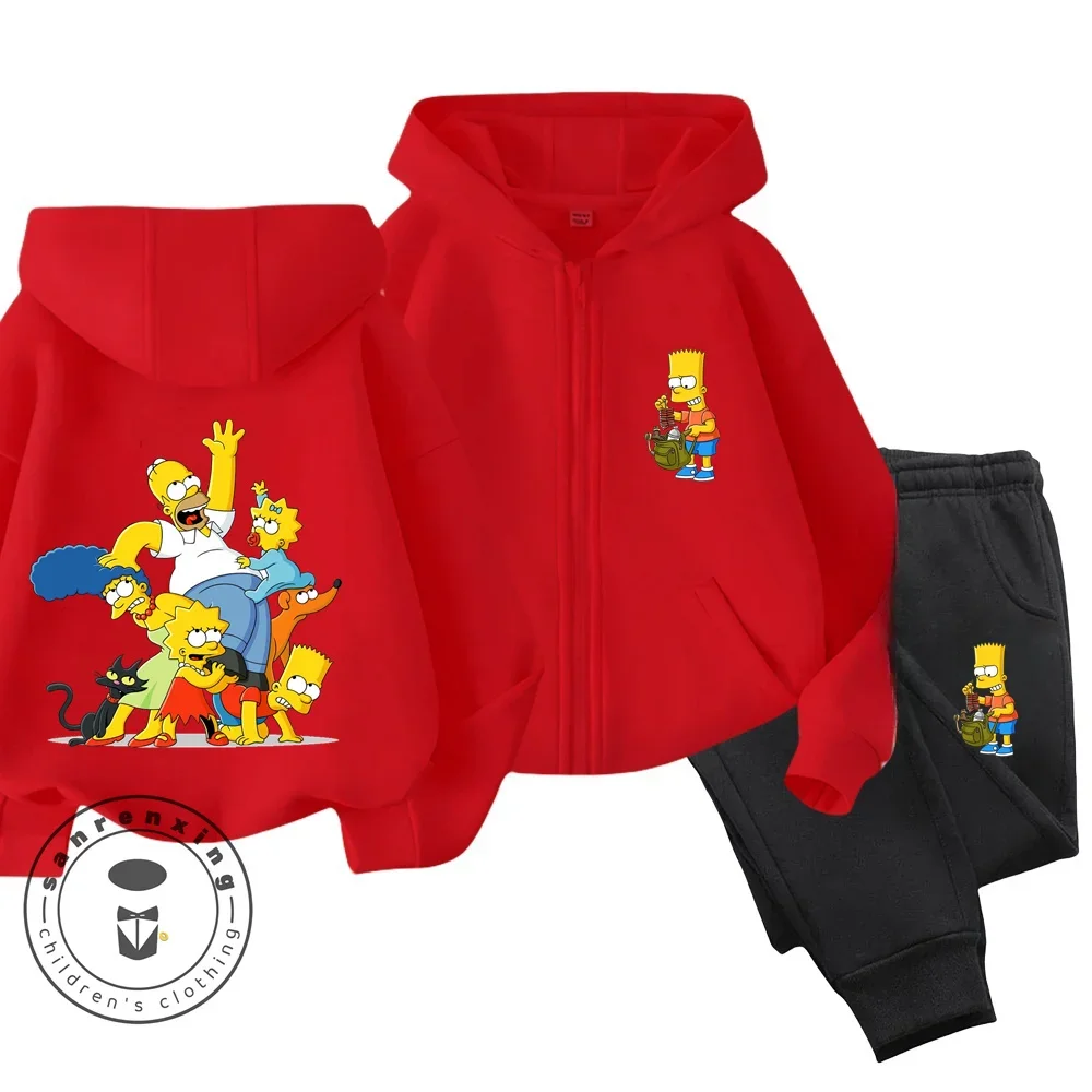 

The Hip Hop Cartoon Simpson Zipper Hoodie Combo Offers Soft Vibrant Cartoon Style Ideal for Fall and Winter Children's Clothing