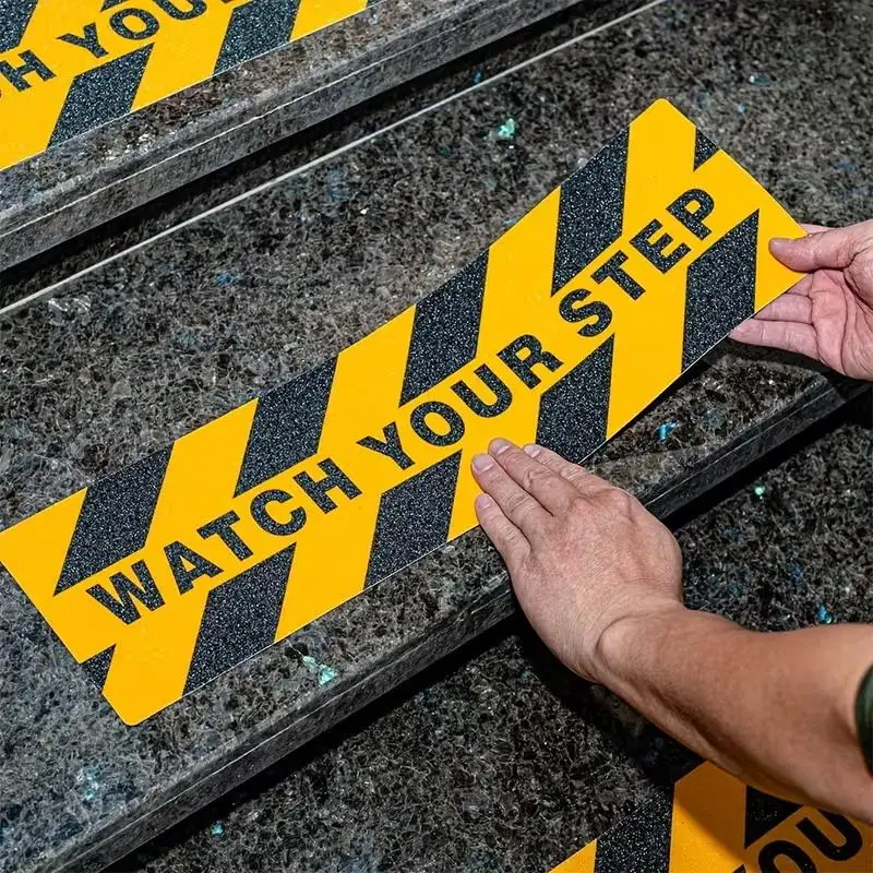 New-Watch Your Step! Anti-slip Stair Warning Stickers - Yellow And Black Caution Marks Home Safety Stickers | Warning Signs