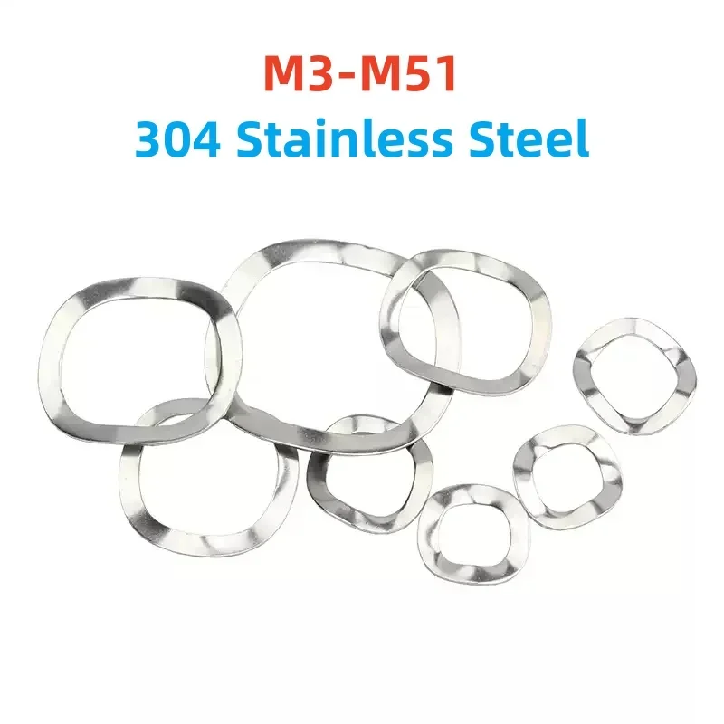 M3-M51 Wave Spring Washers, 304 Stainless Steel Three Wave Elastic Gaskets, Bearing Shaft Anti-Vibration Washers