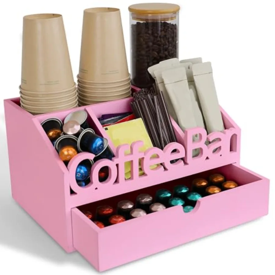 

Органайзер для кофейной станции на столешницу: деревянная подставка для кофе, чая и капсул K-Cup, держатель для кофейных пакетиков для дома и офиса