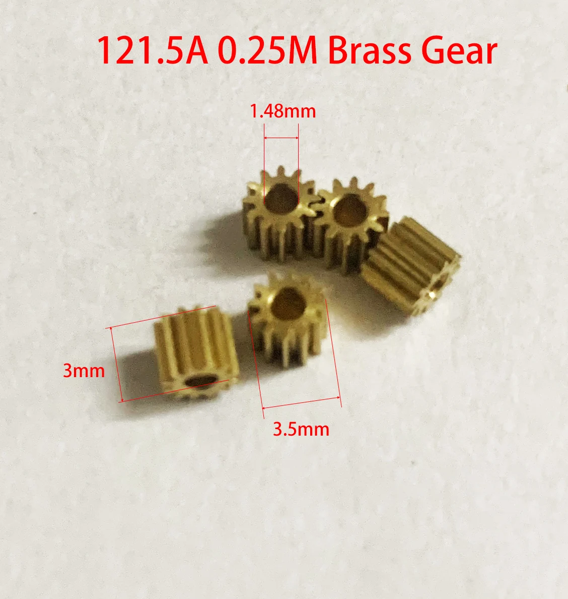 121A 121.5A 122A 0.25M Pinion 12 Teeth Good Mechanical Small Modulus Gear Metal Copper Hole 1.5mm/ 2mm Tightly Matched