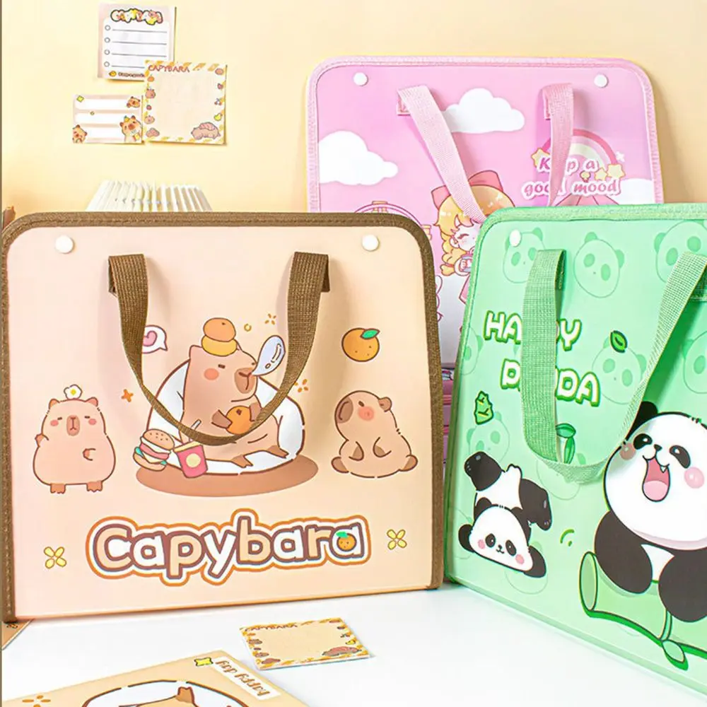 Cartoon Capybara/Panda Document Bag Multi-layer Classified Organ Bags with Handle Large Capacity Archive Bag School Office