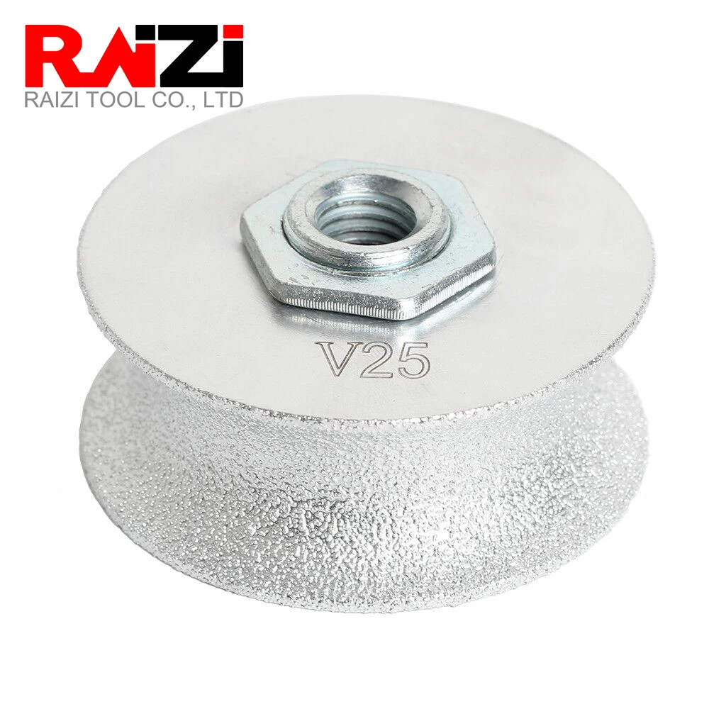 Raizi M14 Thread Vacuum Brazed Diamond Hand Profile Wheel For Marble Granite Ceramic Demi-bullnose Edge Profile Grinding Wheel