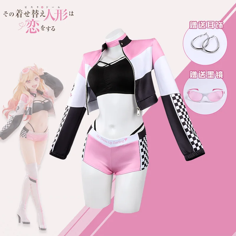 Anime My Dress Up Darling Wig Race Suit Props Cool Girl Streetwear Dress Marin Kitagawa Cosplay Costume Halloween Party Costumes view 3