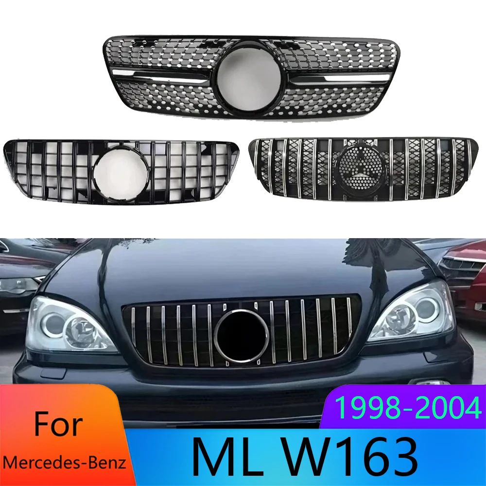 

For Mercedes 1998-2004 W163 ML Class Front Bumper Grille GT Style Mesh Grill Cover ABS for ML320 ML350 ML270 Upgrade