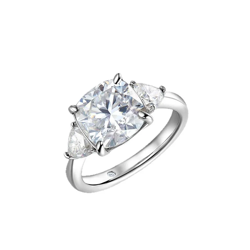 

Carnica S925 Sterling Silver 10*10mm 5CT Real Moissanite Ring GRA D Color 18K Plated for Women Diamond Wedding Jewelry Gift Hot