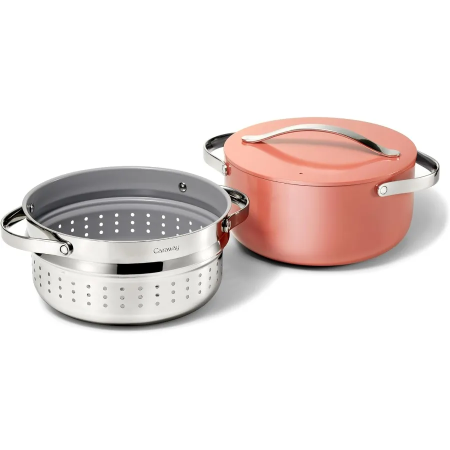 

Nonstick Ceramic Dutch Oven Pot with Lid & Steamer (6.5 qt, 10.5") - Non Toxic, PTFE & PFOA Free - Oven Safe & Compatible with A