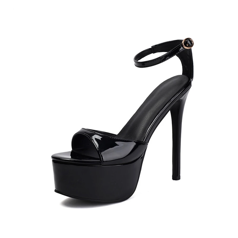 Designer Women Sandals Thick Bottom Round Head 2025 Summer Fine Heel Sexy One Button Black Dress Party Ultra High Heels 325