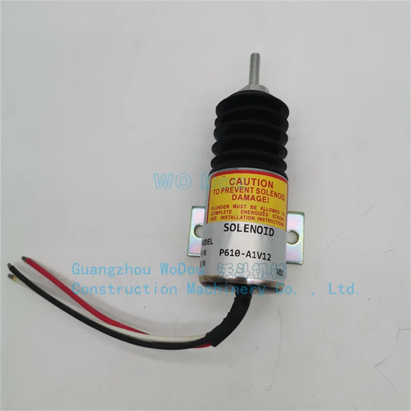 P610-A1V12 Fuel Shut Off Solenoid Valve Fits Excavator Tractor Diesel Engine 12V High Quality Copper Wire