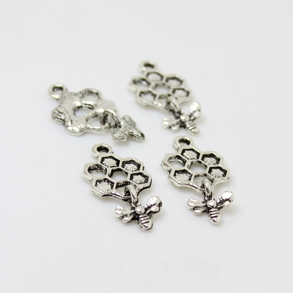 20pcs/26x13MM Charm Zinc Alloy Honey With Bee Pendants For Necklace Earring Diy Jewelry Making