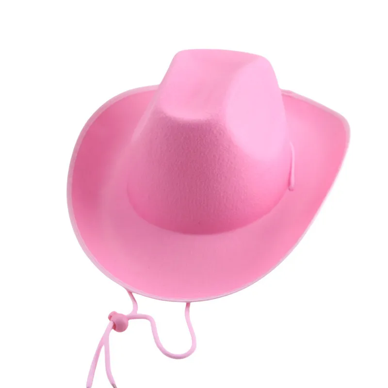 Chapeau de cowboy avec pompon en biscuits, chapeau haut de forme, grand bord, coupe-vent, rose, western, jazz, fête, nouveau