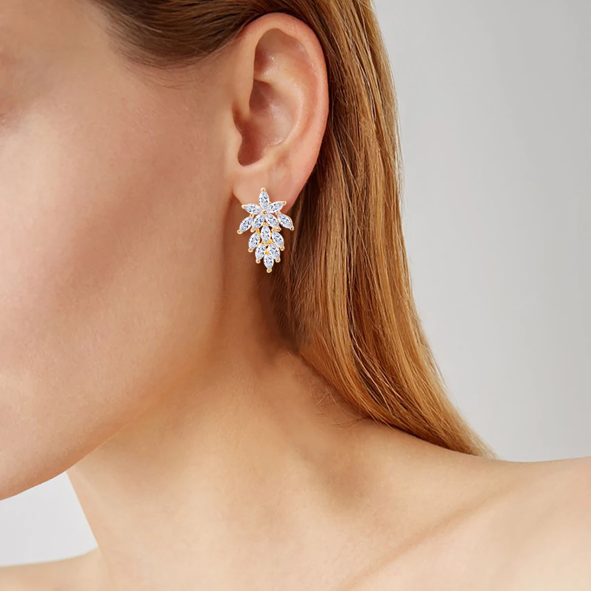ZAKOL Elegant Marquise Crystal Zirconia Flower Stud Earrings Transparent CZ Bridal Wedding Party Earring
