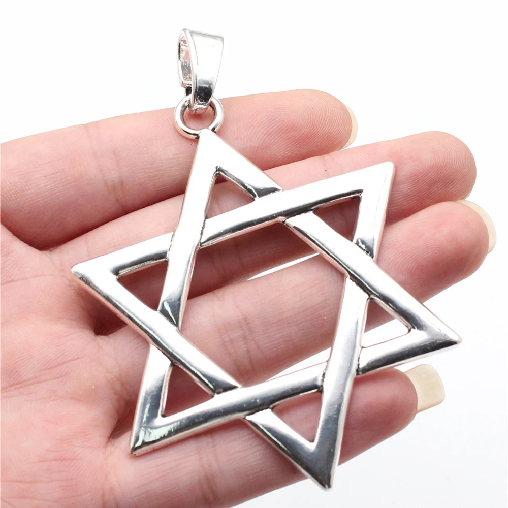 IFOCUS 2pcs/Lot Large Star Of David Charms For DIY Jewelry Making Zinc Alloy 75x59mm/2.95x2.32inch