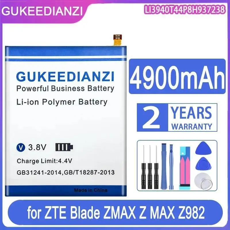 

4900Mah Mobile Phone Battery LI3940T44P8H937238 For Zte Blade Zmax Z Max Z982 Lightweight