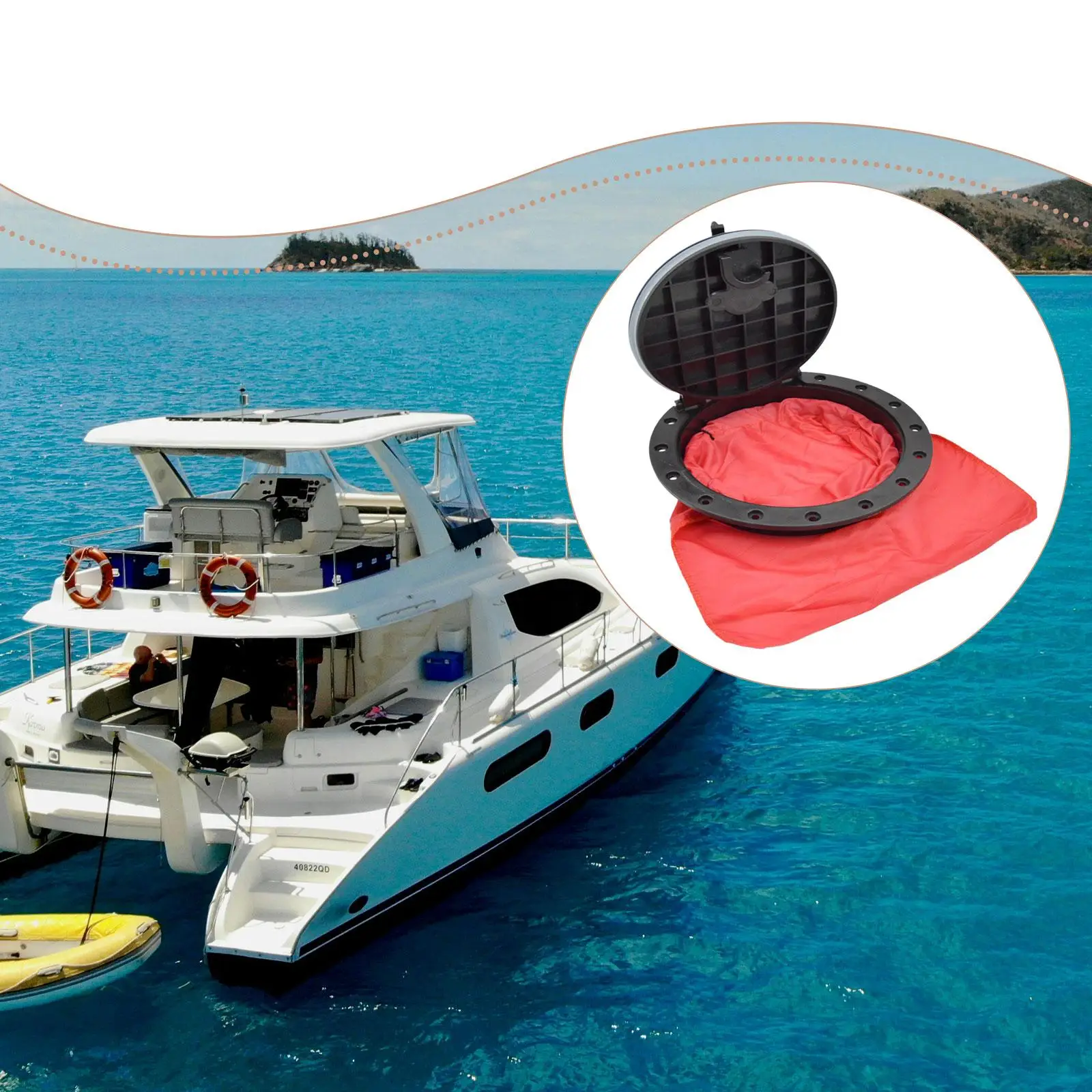 

Outdoor Marine Deck Hatch Cover with Storage Bag Sturdy PP Plastic Easy to Install Accessory for Pleasure Boats