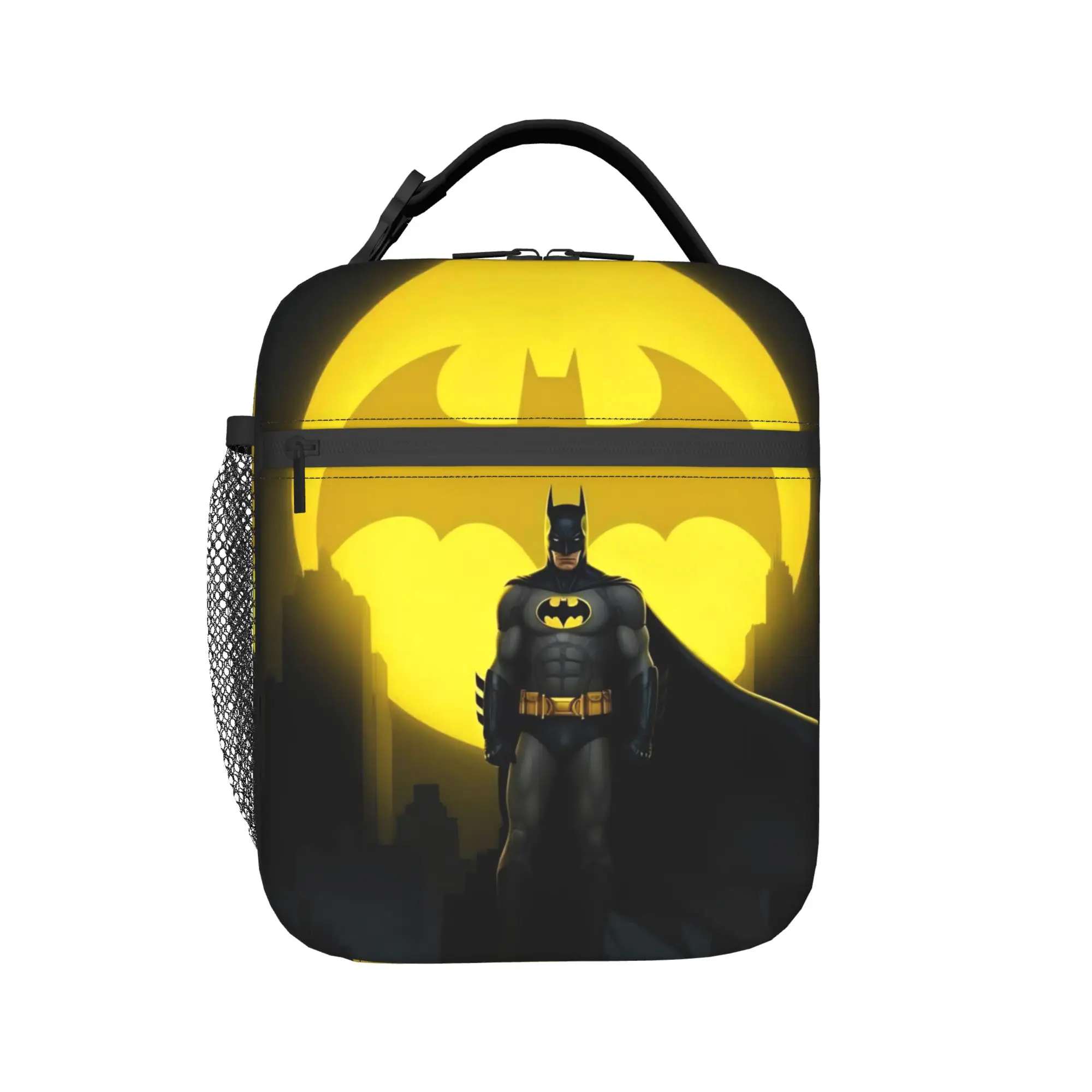 Batmans Insulated Lunch Bag Large Black Bat Silhouette Meal Container Thermal Bag Tote Lunch Box College  Outdoor Food Handbags