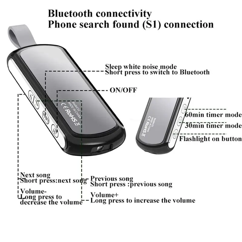 A25P Wireless Bone Conduction Under Pillow Speaker Bluetooth Stereo Music Player Noise Reduction Flashlight Sleep Functionality