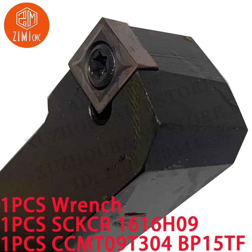 1 قطعة SCKCR 1616H09 حامل تحويل الدائرة الخارجية CNC قضيب أداة قابل للفهرسة 16 مم + حشوات كربيد CCMT09T304 أداة قطع مخرطة معدنية