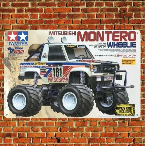 Metallposter Vintage RC-Auto Blechschild Plakette Tamiya Montero Box Art-Aluminium