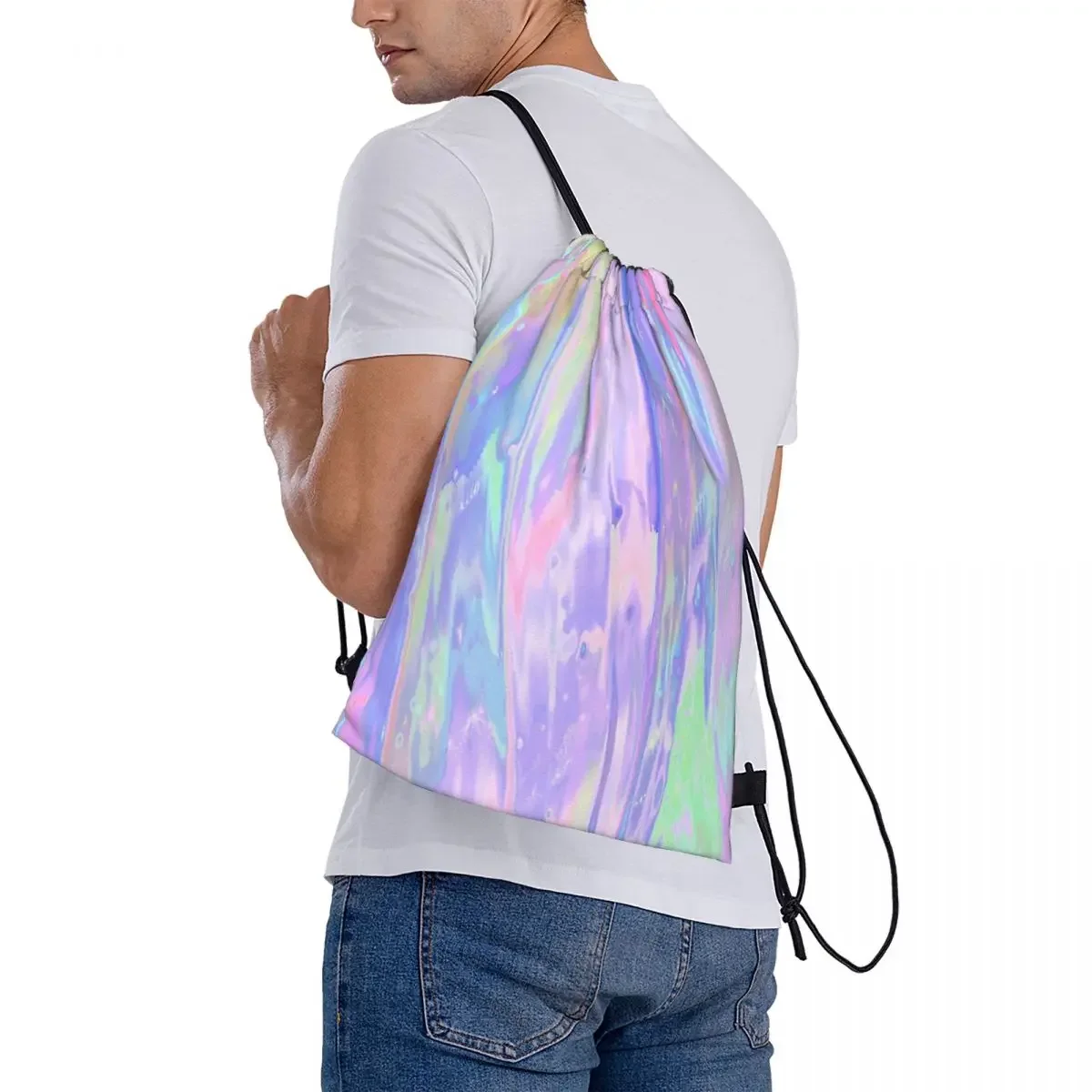 Zaini Iridescent Dreams Borse portatili con coulisse alla moda Borsa portaoggetti tascabile con coulisse BookBag per uomo donna scuola