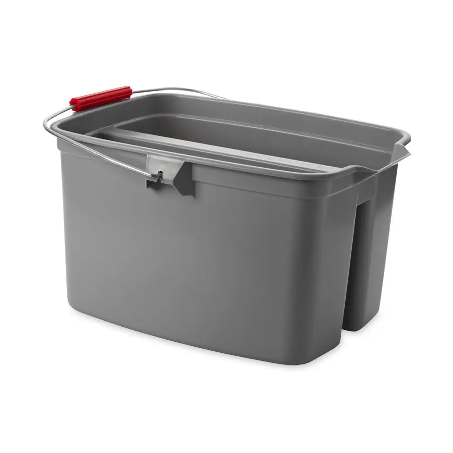 

Double Pail Plastic Bucket for Cleaning Easy to Carry 19 Quart Gray Cleaning Caddy Supplies Organizer with Handle for Bathroom K