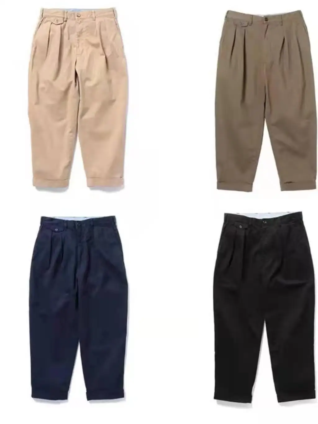 

Loose Casual Pants Double Pleat Wide Leg Nine Points Versatile Casual Loose Fit Cotton Youth Summer Faion Cone ape