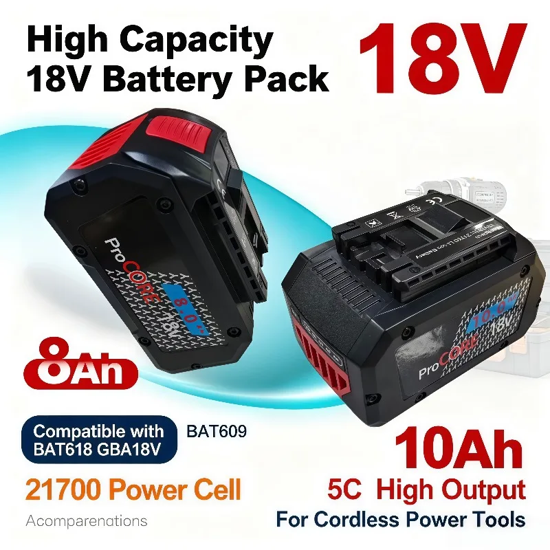 High Capacity ProCORE 18V Battery 8Ah 10Ah 21700 5C Cells For Cordless Drills BAT609 BAT618 GBA18V