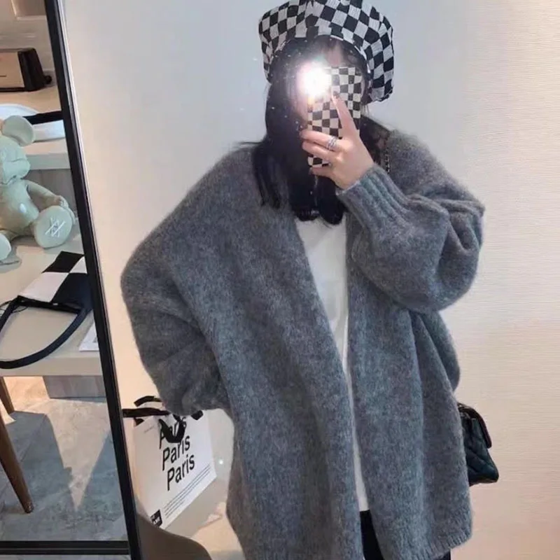 Xpqbb Vintage Loose Women Cardigan Sweaters Harajuku Lazy Wind Autumn Winter Long Sleeve Knit Coat Female Casual Wild Cardigans