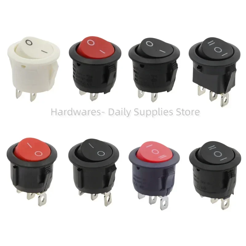 1pcs Kcd1-105 Diameter Small Round Boat Rocker Switch Black Mini Round Black White Red 2pin 3pin Switch ON-OFF ON-OFF-ON