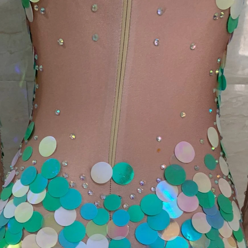 Costume Show Nightclub Super Shiny Diamond Hollow Sexy Onesie Stage Mermaid High Fork Vestidos De Festa Luxo Vestidos Brillantes