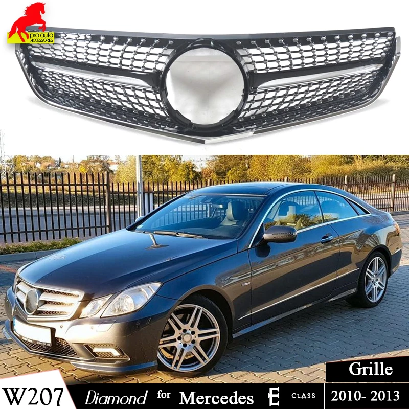 

W207 Diamond Front Bumper Grille for Mercedes Benz E Class 2-Door Coupe C207 A207 2010-2013 E250 E300 E350 Grill Without Emblem