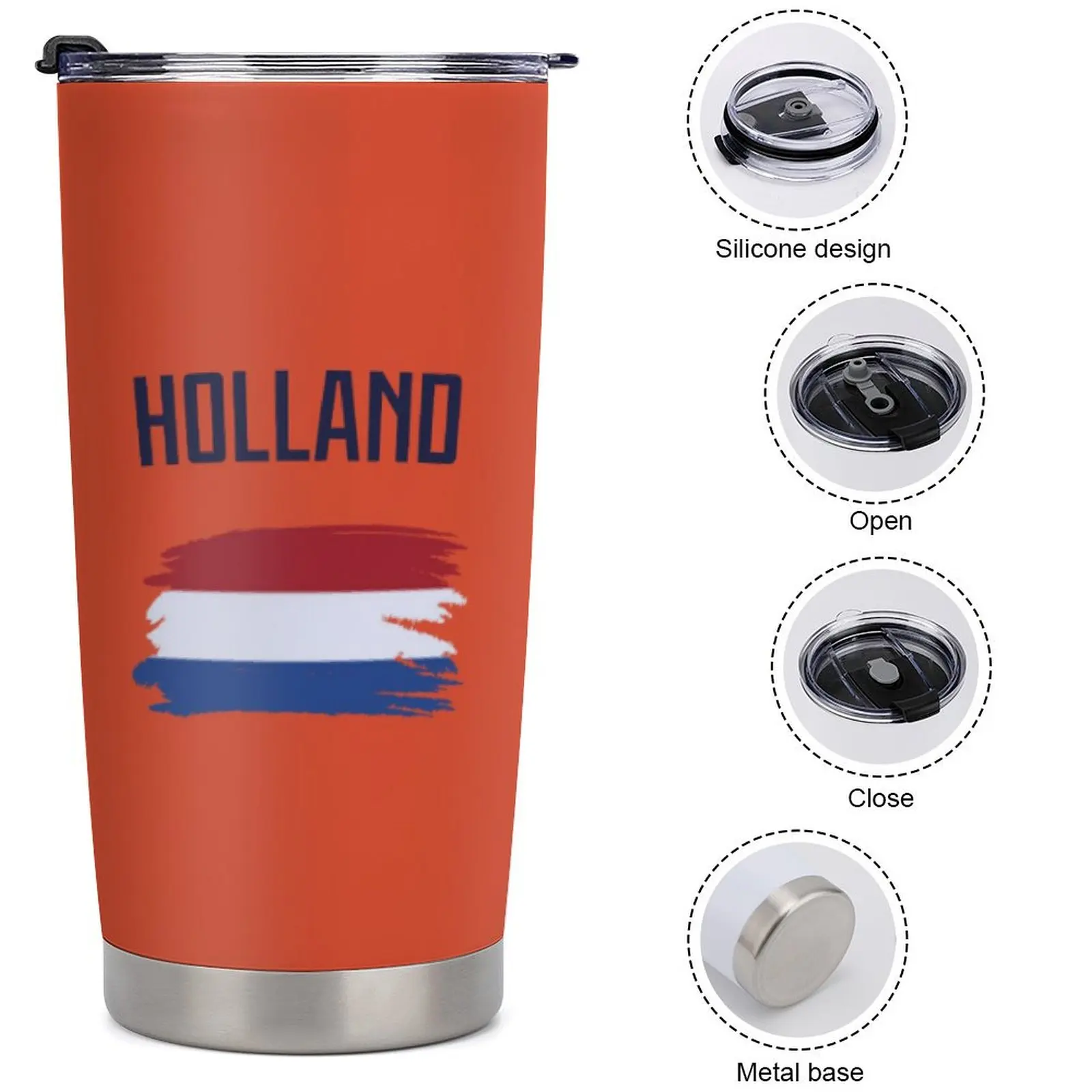 

Футбольный стакан Holland на заказ, 20 унций, персонализированная изолированная дорожная кружка для кофе из нержавеющей стали с именем и номером, подарок для мужчин и женщин для фанатов