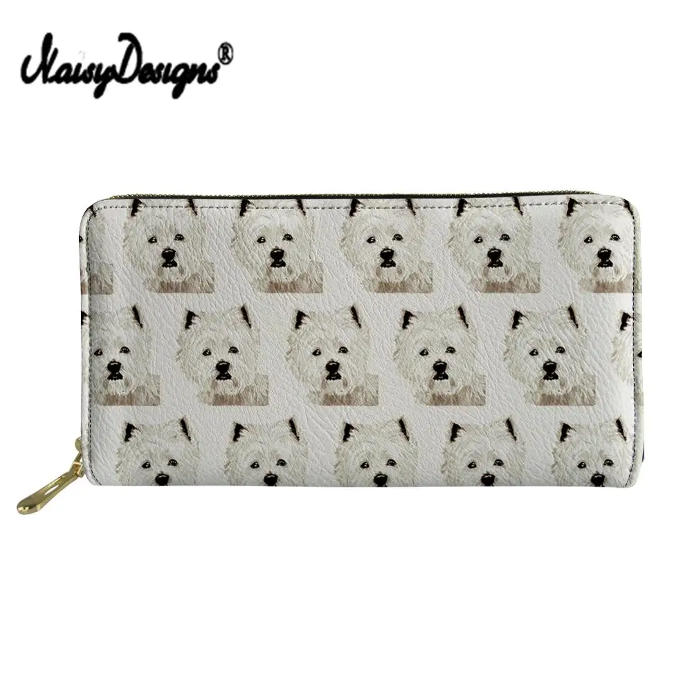 

NOISYDESIGNS Long Women Westie Wallets West Highland Terrier Clutch Money Bag Leather Phone Bags Female Coin Purse Dropshipping