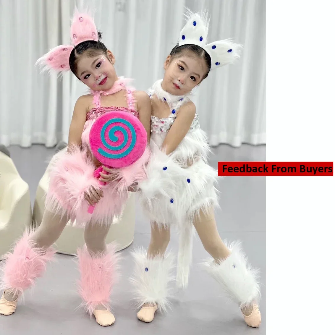 2025halloween2Colors White Cat Cosplay For Girls Costumes Animal Dance Costumes For Children Performance Show Role Play Party