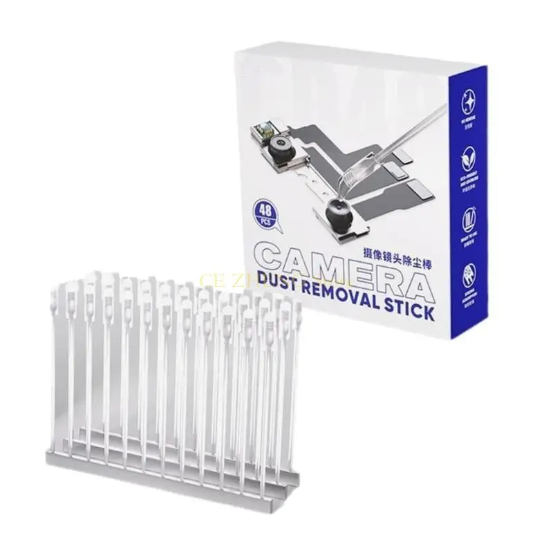 E56B 48pcs 휴대용 카메라 렌즈 클리너 지문 제거 수지 합성 스틱