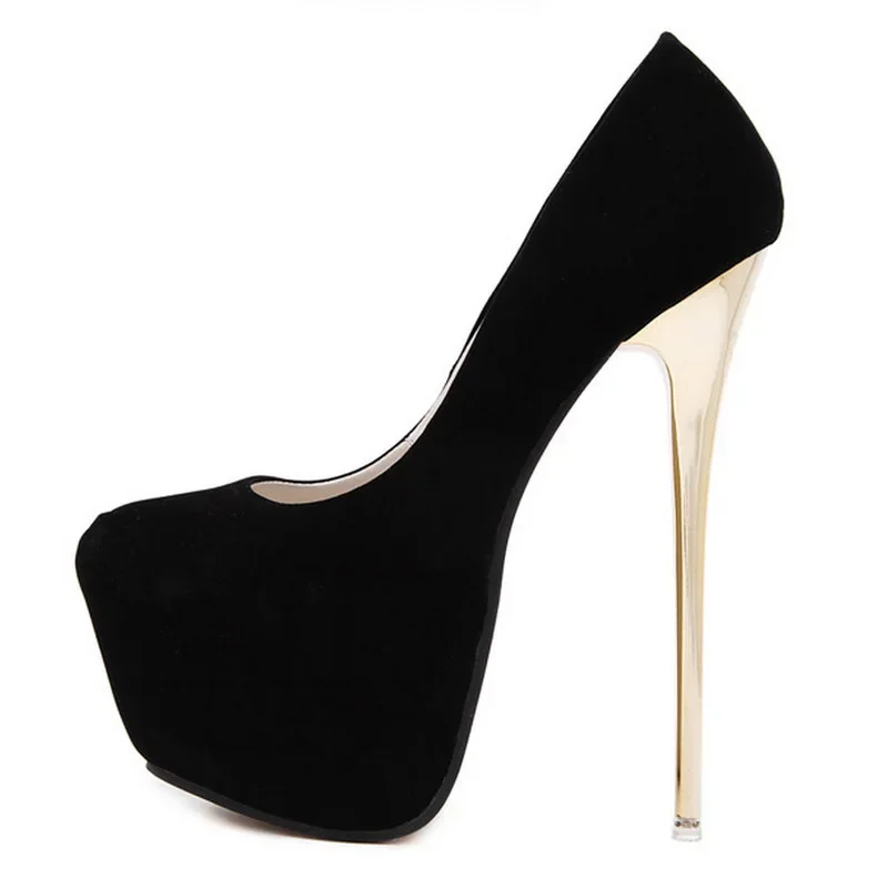 Big Size 41 42 43 44 45 Sexy Pumps Wedding Women Fetish Shoes High Heel Stripper Flock Pumps 16cm Zapatos Mujer