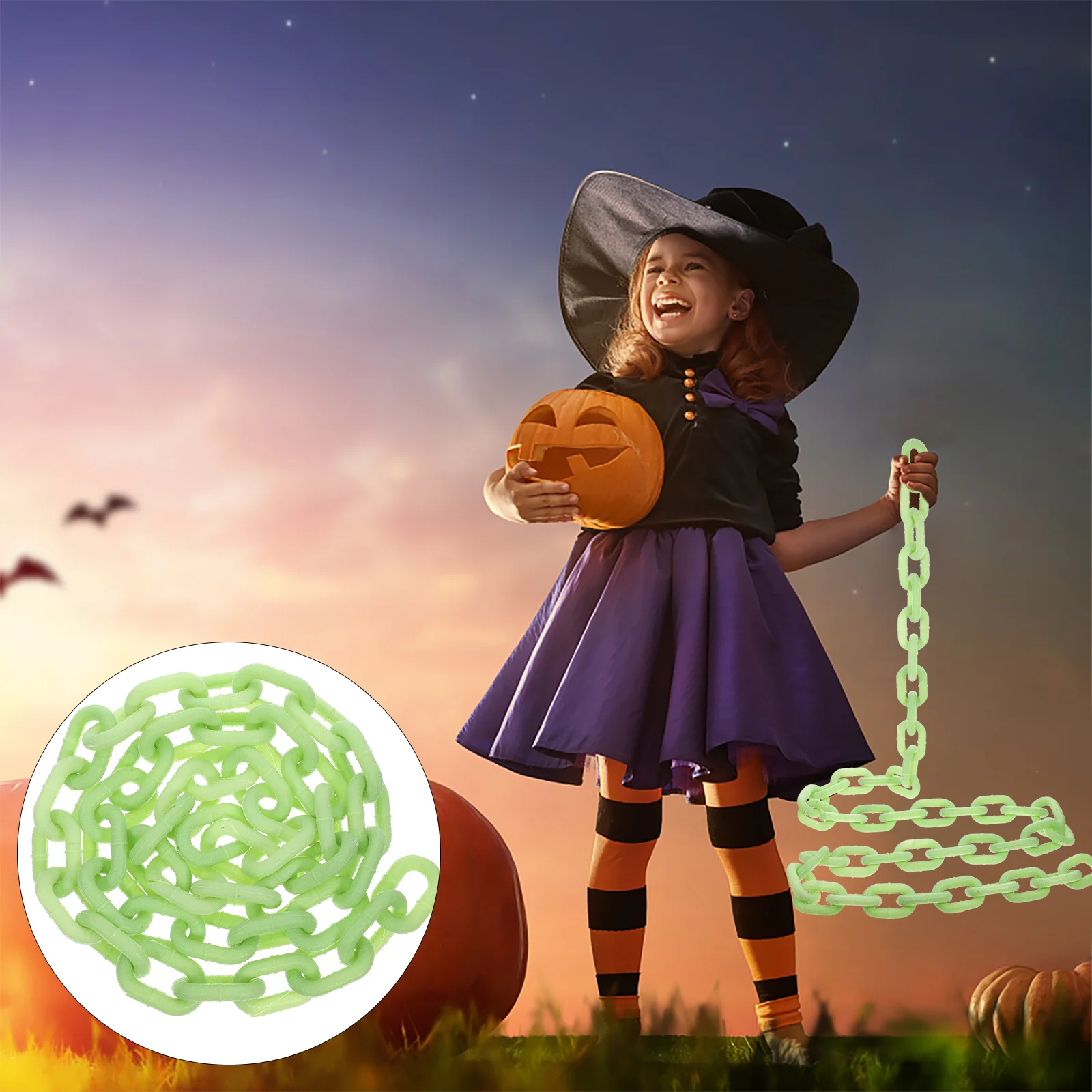 

Halloween Hanging Decorations Simulated Luminous Chain Plastic Links Twigs of The Chaste Tree Glowing Dark Door