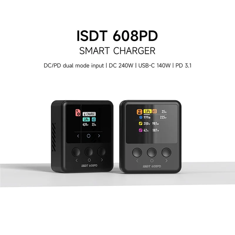 A34M-ISDT 608PD DC 240W/10A USB C 140W/5A Smart Digital Charger For Life/Lilon/Lipo/Lihv/Nimh/Pb RC Drone Battery