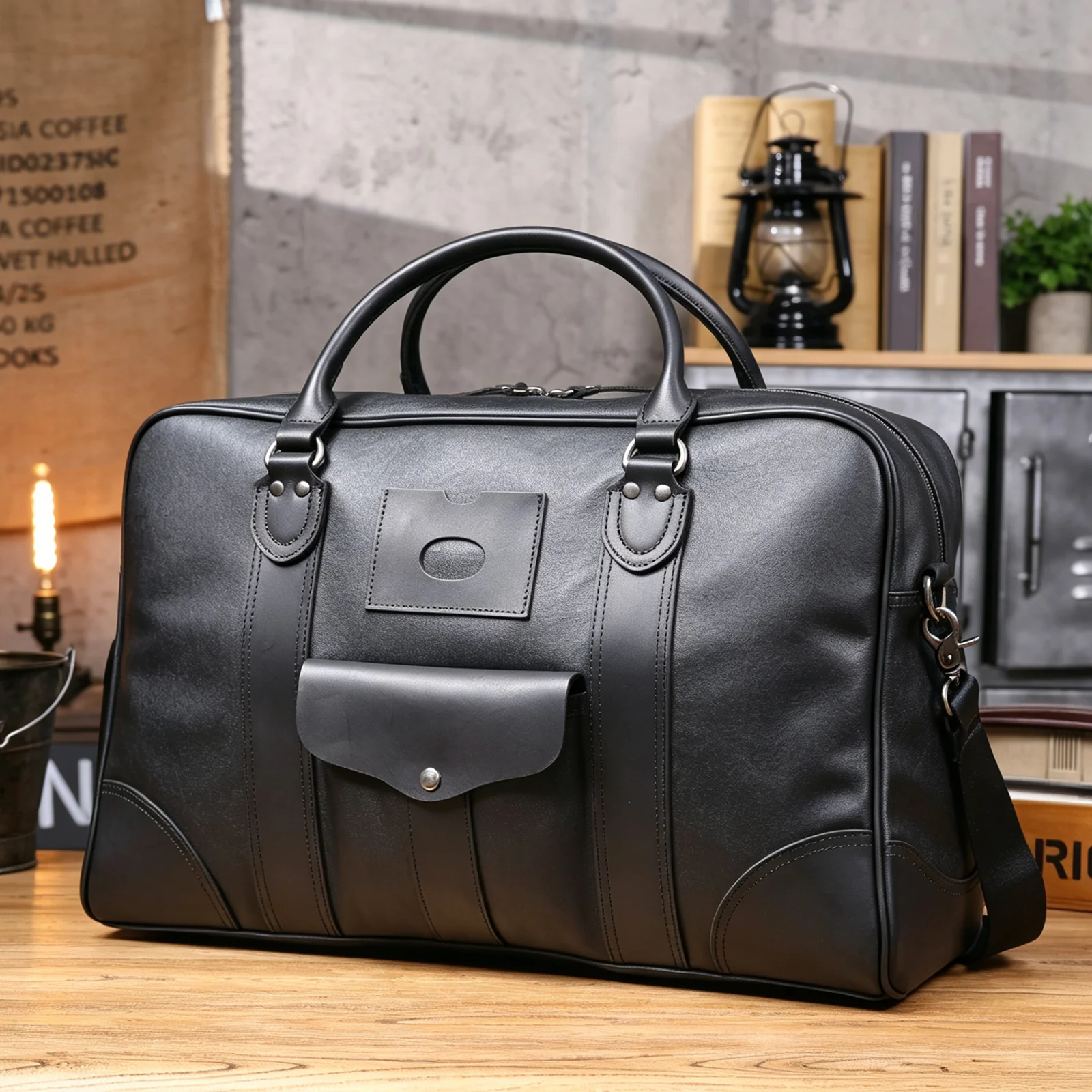 S.WORKER Vintage Reisetasche aus hochwertigem, pflanzlich gegerbtem Leder, Herren-Weekender-Reisetasche, Sporttasche für Outdoor-Reisen – Detail 8